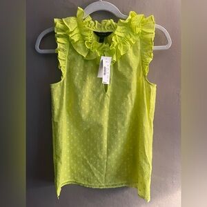 J. Crew Neon Green Ruffled Blouse